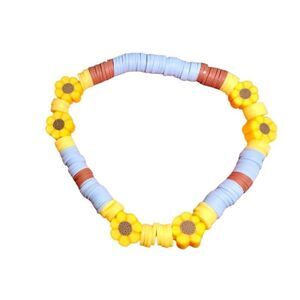 Handmade Clay Beaded Sunflower Bracelet